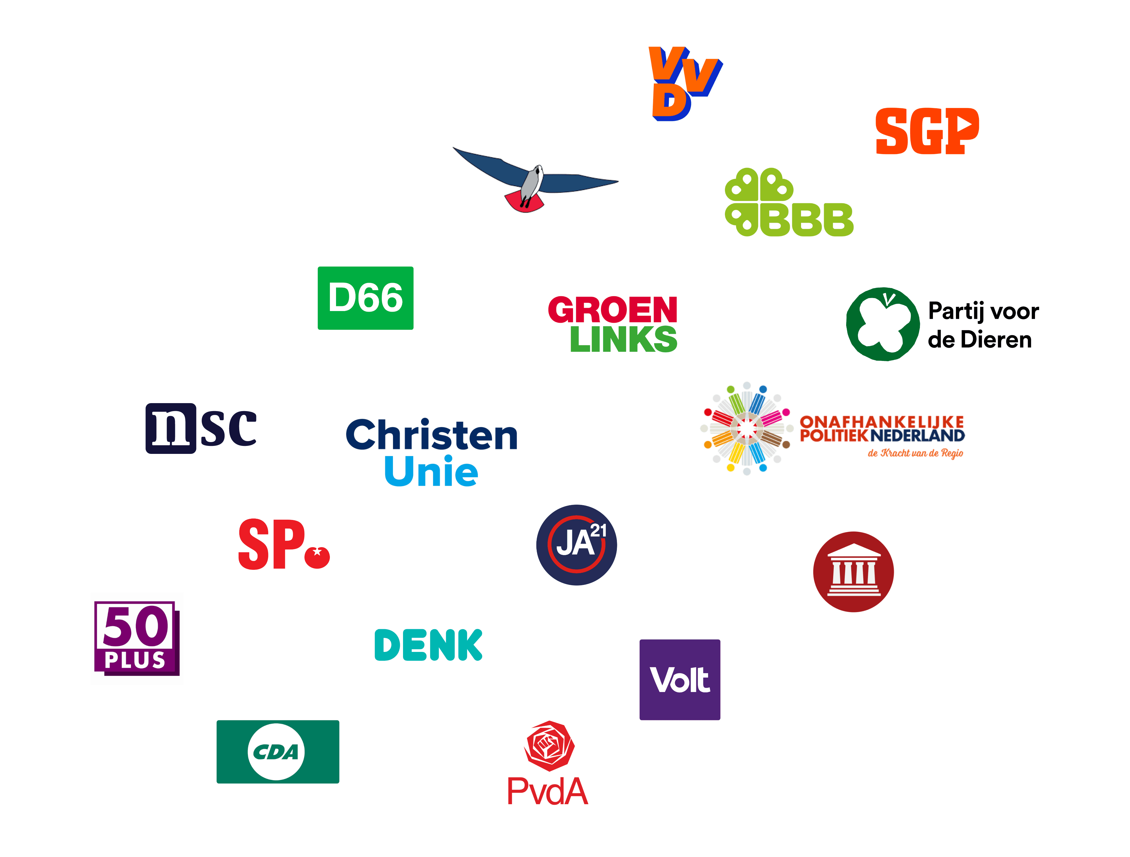 Logo's van politieke partijen in Nederland.